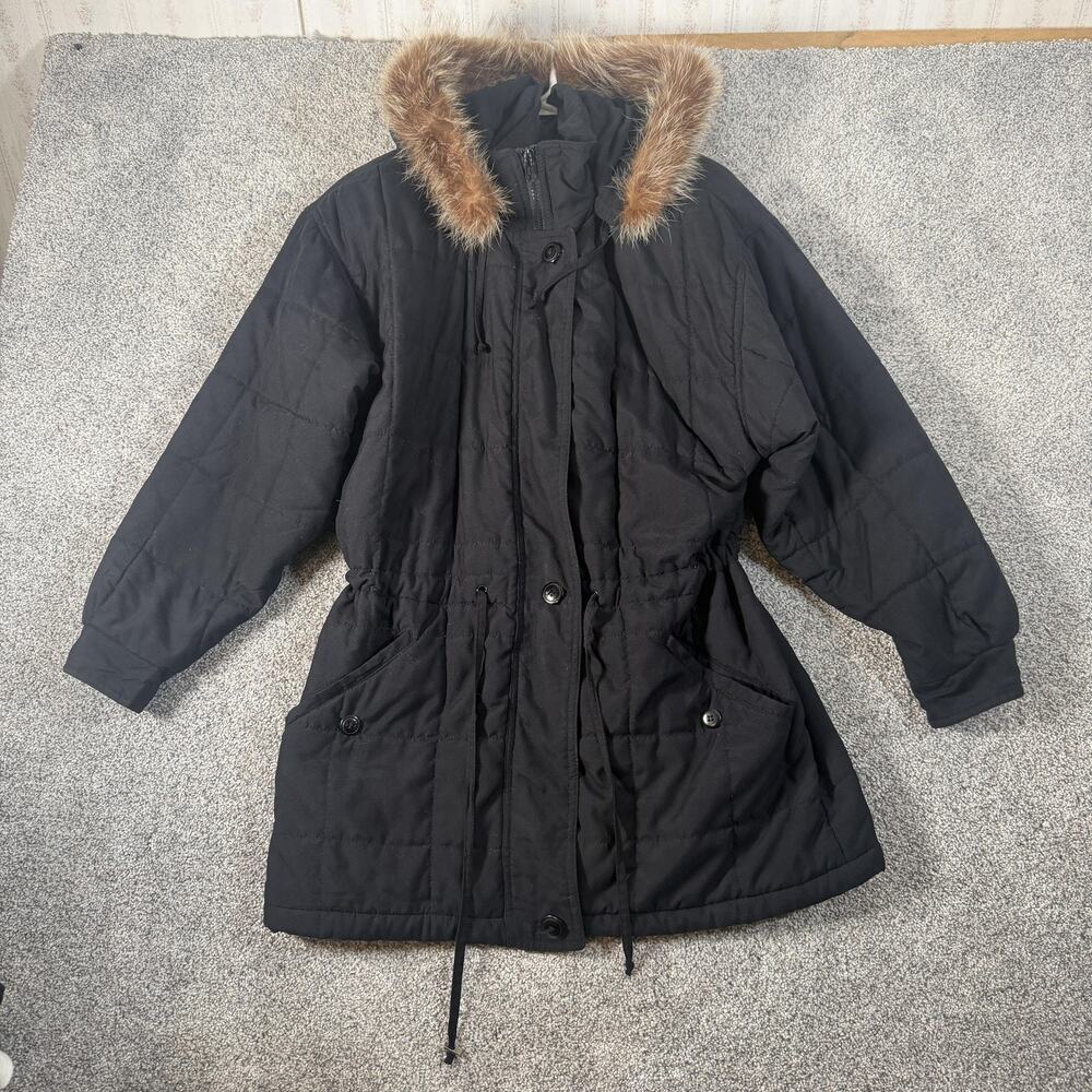 Vtg Y2K Larry Levine Hooded Parka XS Apres Ski Classic Winter Outdoor Gorpcore